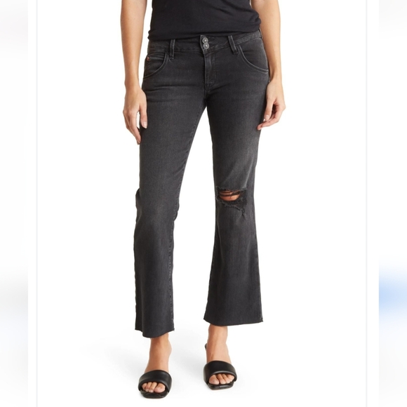 Hudson Collin Mid-Rise Cropped Bootcut Jeans in Black Wash Size 26 - Picture 3 of 10